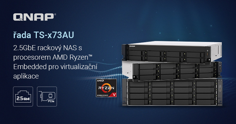 QNAP rack NAS řada TS-x73AU s AMD Ryzen V1500B